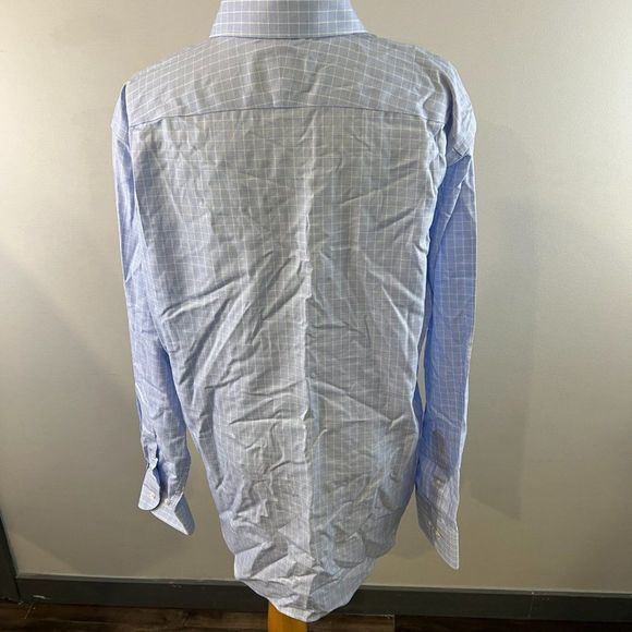 NWT NORDSTROM Light Blue White Waffle Print Long Sleeve Button Down Dress Shirt - Picture 5 of 10